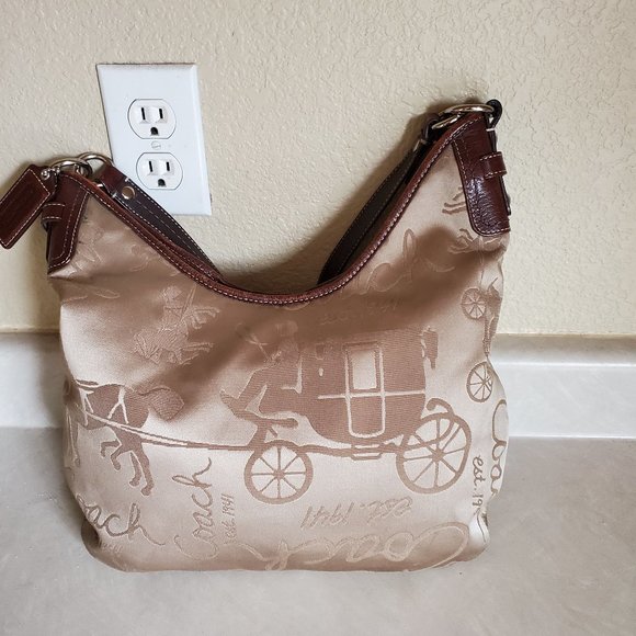 Vintage Rare Coach Horse & Carriage Sateen Shoulder Bag Purse - Picture 3 of 14